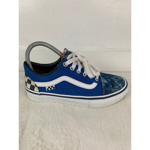 Vans PopCush Old Skool Blue Checkered Canvas Men’s Size 4.5 Skate Shoes - Picture 7 of 10